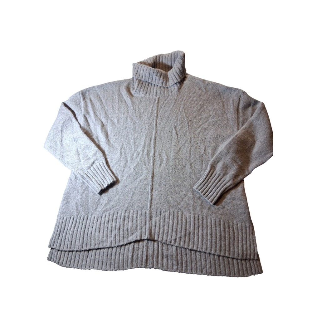 Nordstrom Signature 100% Cashmere Turtleneck Sweater Light Blue Large Oversized